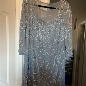 Elegant dusty blue Beaded Dress